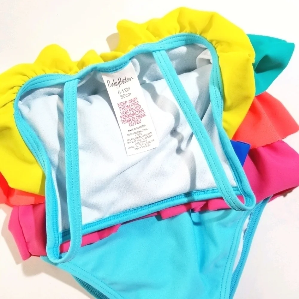 Baby Boden Multicolor Ruffle Swimsuit 6-12m